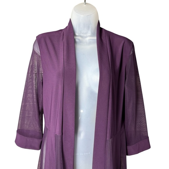 R&M Size 10 Purple Sheer Mesh Open Front Jacket Longline Cardigan Y2K - Picture 2 of 7